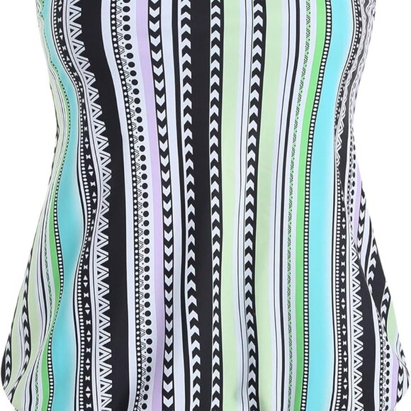 Two Piece Swimsuit for Women Tummy Control Bathing Suit with Boy Shorts Blouson - Picture 3 of 7